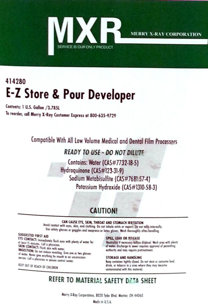MXR Imaging: E Z Store & Pour Developer - Chemicals