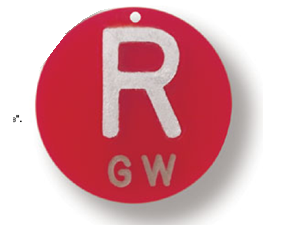 polycarbonate right round marker with 1-2 initials xray markers