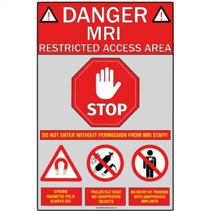 MRI System Room Door Sign Reflective Small 12" W x 18" H