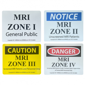 MRI Zone Sign Combo Pack Zones 1 thru 4