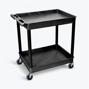 Large Tub Utility Cart 2 Shelves Black