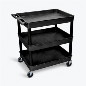 Large Tub Utility Cart 3 Shelves Black