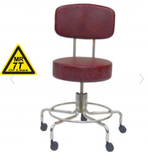 MRI Non-Magnetic Padded Stool 22" to 28" with Backrest and Casters 