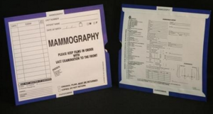 257954-250 - CI9205 - Open End Mini Category Insert Jackets - Mammography with Dark Blue Border Ink Color 